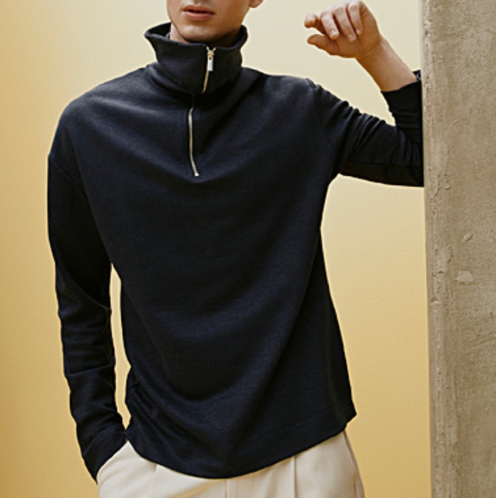 LE 31 linen and cotton half-zip T-shirt (M)